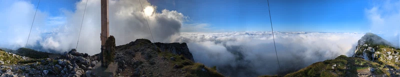 Panorama taken with my mobile phone showing the 360° view from the summit